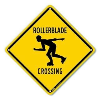 PetKa Signs and Graphics PKAC-0181-NA_Rollerblade Crossing Aluminum Sign Black T
