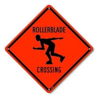 PetKa Signs and Graphics PKAC-0211-NA_Rollerblade Crossing Aluminum Sign Black T