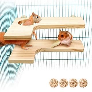 2 Pieces Hamster Wooden Platform Set L-Shaped Pedal Wooden Platform & L-shaped R