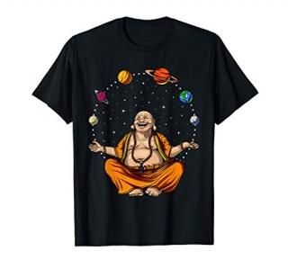 Buddha Juggling Space Planets Zen Yoga Meditation Spiritual T-Shirt