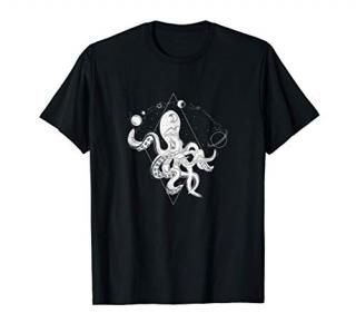Galaxy Octopus Juggling Planets Art T-Shirt