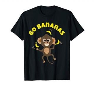 Go Bananas Text and Cute Animal Baby Monkey Juggling T-Shirt