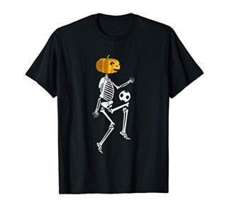 Halloween Skeleton Soccer Player Juggling Pumpkin Tshirt