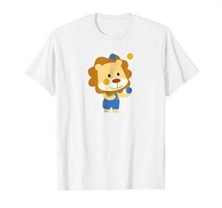 Cute Circus Lion Clown Juggling Orange and Blue Balls Shirt