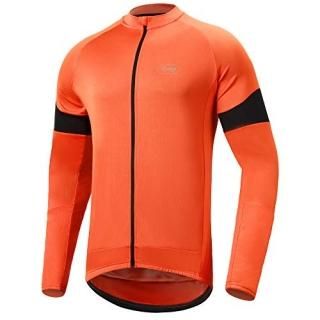 Dooy Men's Cycling Bike Jersey Long Sleeves Full Zipper Biking Shirts with Pocke