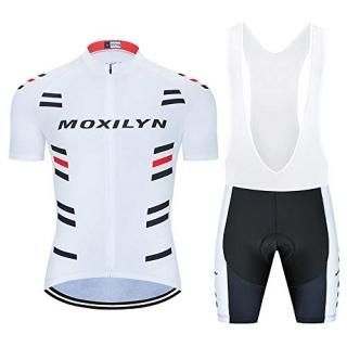 MOXILYN Men's Cycling Jersey Bike Clothing Set Full Zipper Closed Breathable Mes