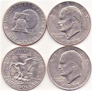 EISENHOWER IKE DOLLARS SET OF 4 DIFFERENT DATES BETWEEN 1971-1978