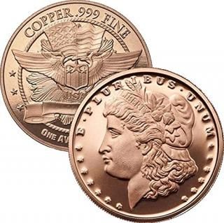 1 oz .999 Pure Copper Round/Challenge Coin Morgan Dollar Design