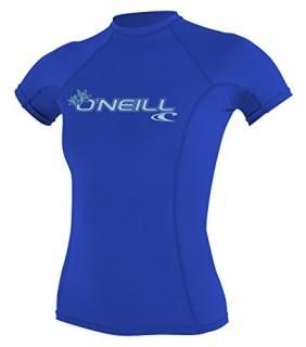 O'Neill Women's Basic Skins UPF 50+ Short Sleeve Rash Guard Tahitian Blue XS