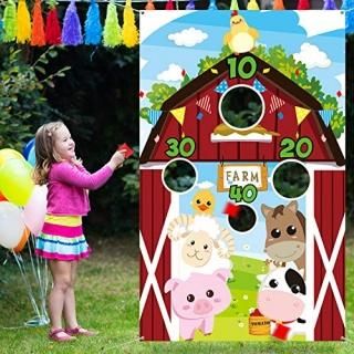 Farm Animals Toss Game with 3 Nylon Bean Bags Indoor and Outdoor Farm Animals Pa