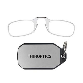 ThinOptics Keychain Case + Rectangular Reading Glasses Clear 44 mm + 2