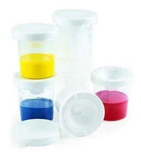 Colorations No-Spill White Lid Paint Cups for Kids Value Classroom Pack Painting
