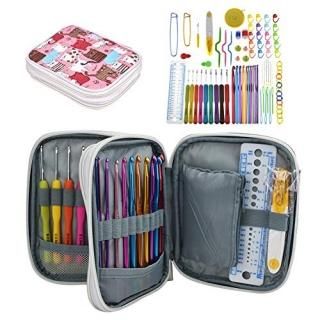 Katech Crochet Hooks Kit with Case 85-Piece Crochet Hooks Set Ergonomic Crochet 