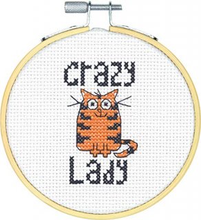 Dimensions/Stitch Wits Counted Cross Stitch Kit 4-Crazy Cat Lady 14 Count