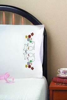 Stamped Pillowcase Pair 20X30 For Embroidery-Retro Cats 