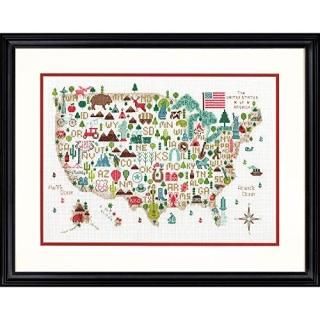 Darice Dimensions 'Illustrated USA' Patriotic 50 States Counted Cross Stitch Kit