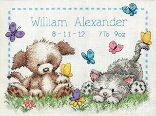 Pet Friends Baby Birth Record Counted Cross Stitch Kit-12X9 14 Count 