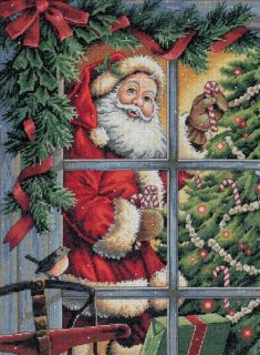 Gold Collection Candy Cane Santa Counted Cross Stitch Kit-12X16 18 Count 