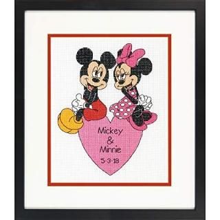 Dimensions Mickey Mouse and Minnie Mouse Wedding Record Counted Cross Stitch for