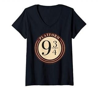 Womens Harry Potter Platform 9 &3/4 Simple Logo V-Neck T-Shirt