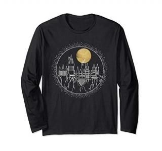 Harry Potter Hogwarts Full Moon Line Art Long Sleeve T-Shirt