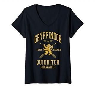 Womens Harry Potter Gryffindor Team Seeker Hogwarts Quidditch V-Neck T-Shirt