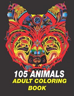 105 animals An Adult Coloring Book with LionsSlothCatsdragon Elephants Owls Hors
