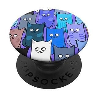 Cute Cats Pattern Colorful Design on Purple Background PopSockets PopGrip Swappa