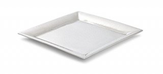 Artisan 16 inch Square Stainless Steel Hammered Serving Tray by Artisan