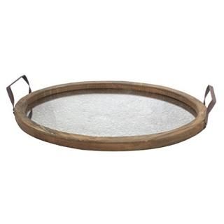 Stonebriar Rustic Wood Tray with Distressed Mirror by Stonebriar