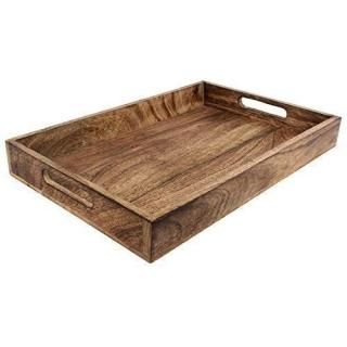 GoCraft Handmade 15 Classic Wooden Tray for Serve Ware Kitchen Accessories