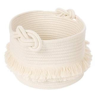 Small Woven Storage Baskets Cotton Rope Decorative Hamper for Diaper Blankets Ma