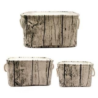Jacone . Tree Stump Design Rectangular Storage Baskets Cotton Fabric Washable St