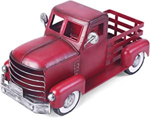 トラックプランター Pylemon レッドトラック装飾 ビンテージ ピックアップメタル ファームハウス 装飾 卓上収納 赤いトラック クリスマス装飾 ホリデーデ