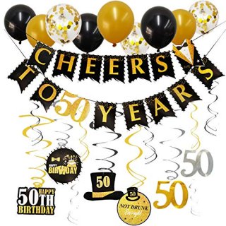 50th Birthday Party Decoration Kit Cheers to 50 Years Birthday Banner 50th Hangi