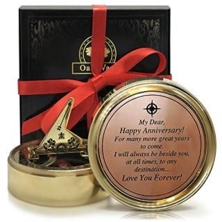Anniversary Sundial Compass with Special Engraved Greeting for Men/Women Gifts f