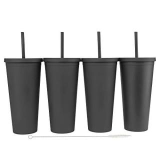 Tumblers with Lids 4 pack 22oz Pastel Colored Acrylic Cups with Lids and Straws 