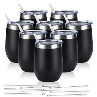 8 Pack 12Oz Stainless Steel Wine Tumblers Insulated Wine Tumbler Double Wall Ins