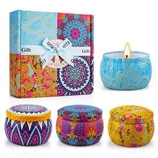 Yinuo Candle Scented Candles Gifts Set for WomenSoy Candles Portable Tin Aromath