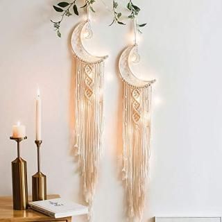 JOBOSI 2pcs Moon Dream CatchersWall DecorationHandmade Dream CatcherBedroom Deco