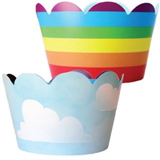 Rainbow Cupcake Wrappers Umbrella Baby Shower Theme Confetti Couture Party Suppl