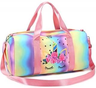 BLUBOON Duffle Bag Girls Cute Gym Bag with Shoes Compartment & Wet Separation Wa