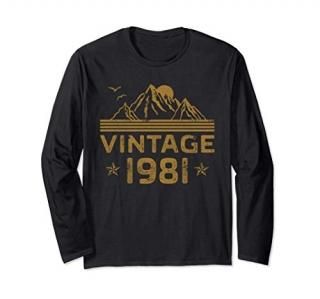 Birthday 365 Vintage 1981 Birthday Gift for Women Men Long Sleeve T-Shirt