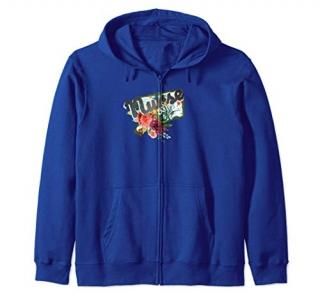 Connecticut Nurse Watercolor Flower Zip Hoodie