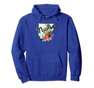 Arkansas Nurse Watercolor Flower Pullover Hoodie