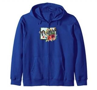 Colorado Nurse Watercolor Flower Zip Hoodie