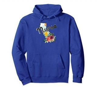 California Nurse Watercolor Flower Pullover Hoodie