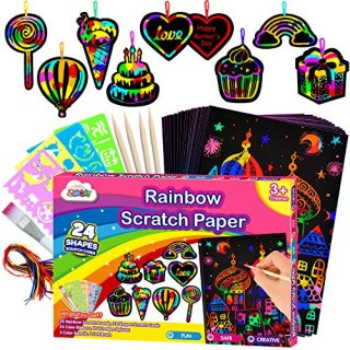 ZMLM Scratch Paper Art-Craft Girl Rainbow Scratch Magic Drawing Set Paper Pad Bo