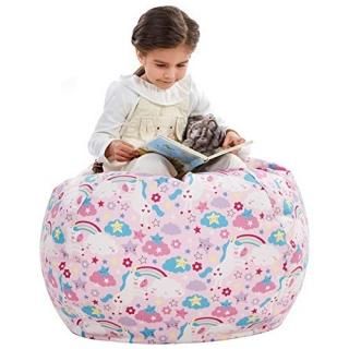 Nobildonna Stuffed Animal Storage Bean Bag Chair Cover Only for Kids Girls Toddl