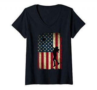 Womens Cool Volleyball Things Player USA Flag Cute Gifts Teen Girls V-Neck T-Shi